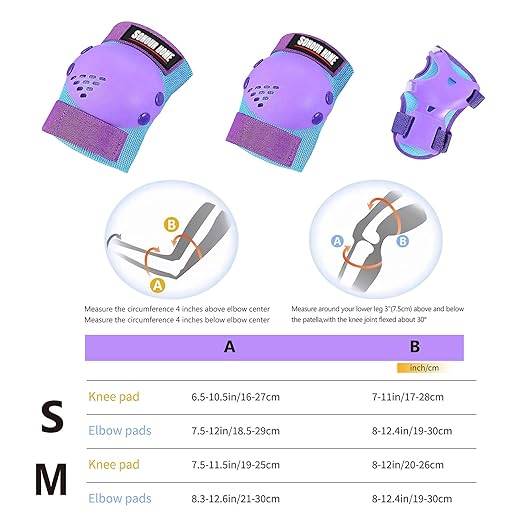 Youth/Kids Knee Pads Elbow Pads Wrist Guards Protective Gear Set for 3-15 Years Child Roller Skates, Skateboard, Cycling, Inline Skating, BMX Bike, Balance Bike, Scooter Riding and Other Outdoor Sports