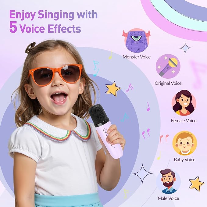 Karaoke Machine for Kids Adults, Karaoke Toys Gifts for Girls Boys, Portable Bluetooth Speaker with Wireless Microphone, Birthday Gifts for Girls Boys Ages 4, 5, 6, 7, 8, 9, 10, 12+ Years Old