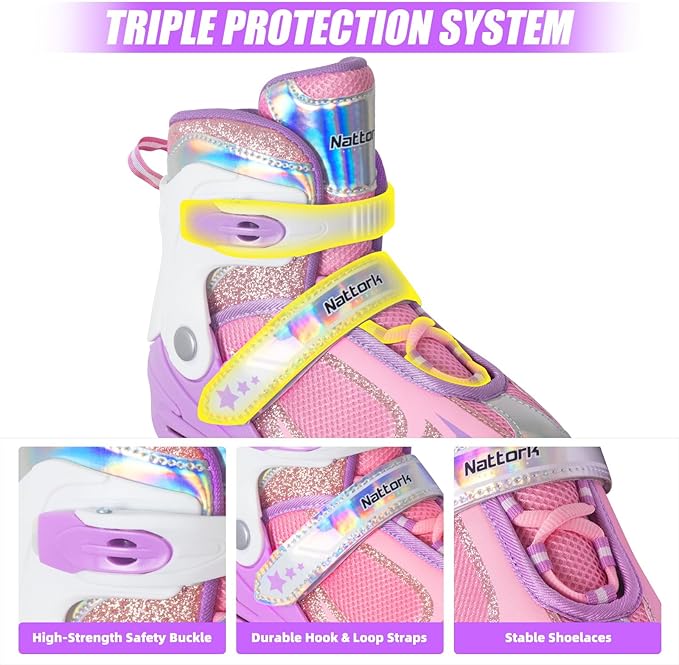 Nattork Blade Roller Skates for Boys with Light Up Wheel, Outdoor & Indoor Illuminating Black Inline Skates for Boys Little Kids Toddler Ages 5-8 4 5 6, Beginners