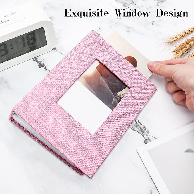 Vienrose Photo Album 4x6 100 Pages Photos Linen Cover Picture Book with Front Window for Baby Wedding Children