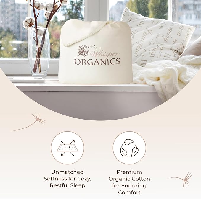 Organic Cotton, 100% Waterproof Mattress Protector Pad – Soft, Hypoallergenic, Breathable Bed Cover – GOTS & Fair-Trade Certified – 17 in. Deep, California King Size Mattress Cover by Whisper Organics