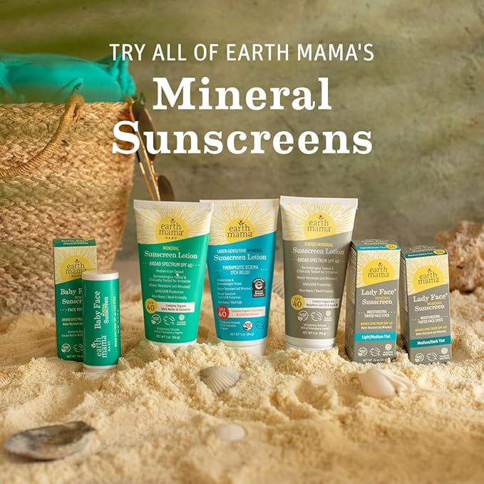 Earth Mama Baby Mineral Sunscreen Lotion SPF 40 | Non-Nano Zinc, Natural Water Resistant Sun Cream for Babies, Kids & Adults, 3-Ounce (2-Pack)