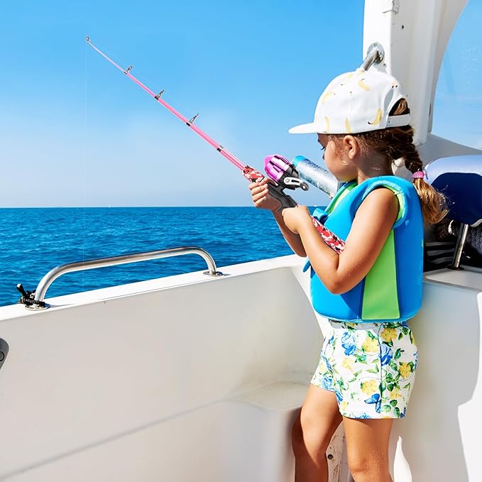 Kids Fishing Pole, Portable Telescopic Kids Fishing Poles for Boys and Girls, Fishing Rod and Reel Combo Kit with Tackle Box, and Fishing Net, Best Fishing Pole for Toddler Youth