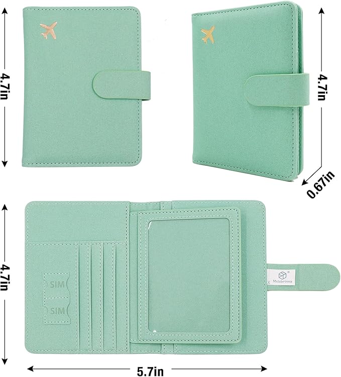 Melsbrinna Rfid Passport Holder for Travel women/Men, Cute Passport Wallet Rfid Blocking Card Slots, Rfid Passport Cover/CaseTravel Wallet, Passport Book Holder (1, Green4)