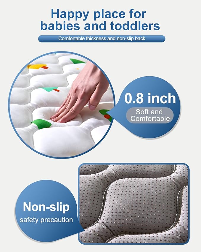 Odorless Premium Foam Baby Play Mat 36" x 36", Soft Microfiber Fabric Crawling Mat for Floor- Comfortable and Hypoallergenic, Non-Slip Cushioned Floor Playpen mat for Infants,Babies,Toddlers