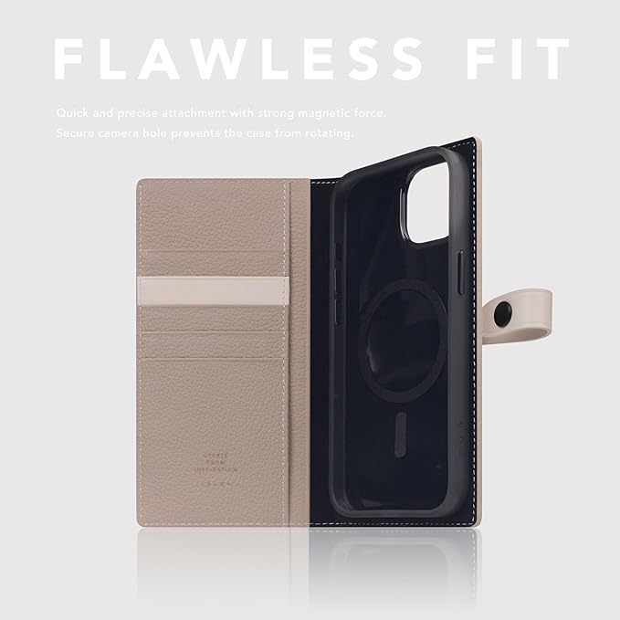 D8 Edition Full Grain Leather Wallet Case for iPhone 15 Plus - [2-in-1] Handcrafted Detachable Diary Style with Magnetic MagSafe Back Cover and Snap Closure, Gift Box Included (Light Cream)