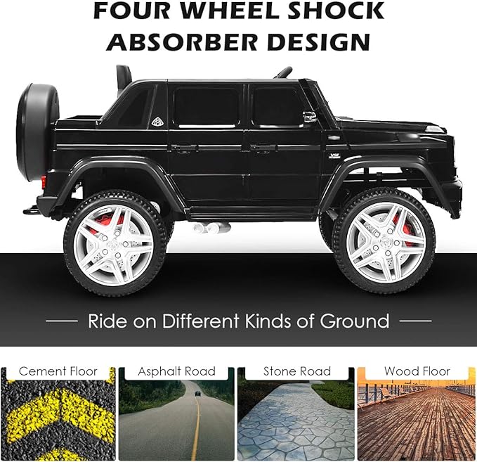 Costzon Ride on Car, Licensed Mercedes-Benz Maybach, 12V Battery Powered Vehicle Toy w/ 2 Motors, Remote Control, 3 Speeds, Lights, Horn, Music, Aux, Storage, Truck, Electric Car for Kids (Black)