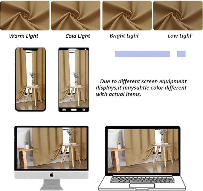 Simplebrand Ava Gold Blackout Curtains for Bedroom 96 Inches Long 2 Panels, Solid Thermal Insulated, Energy Saving Living Room Window Treatment Curtains Blackout Drapes, W40 x L96 Inch, Gold