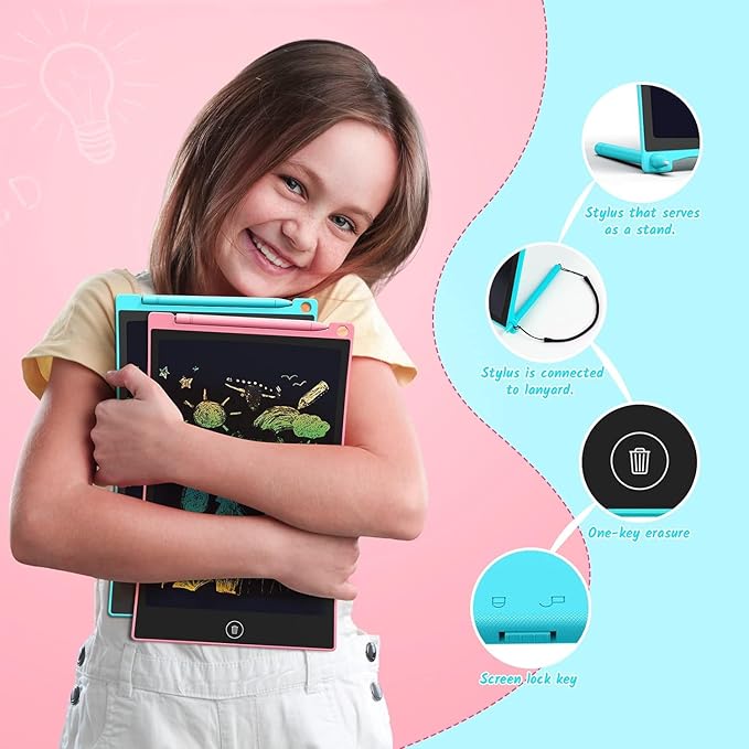 TECJOE 2 Pack LCD Writing Tablet, 10 Inch Colorful Doodle Board Drawing Tablet for Kids, Kids Travel Learning Toys Christmas Birthday Gifts for 3 4 5 6 Year Old Boys and Girls Toddlers