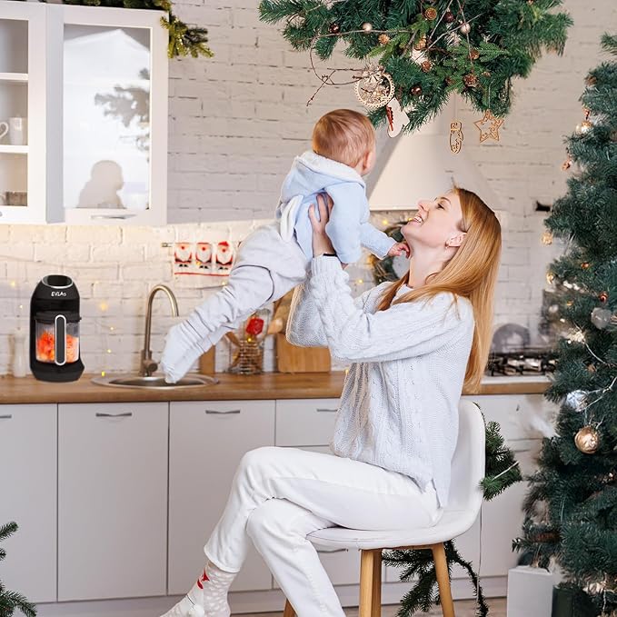 EVLA'S Baby Food Maker, Steamer, Blender, Baby Food Processor for Healthy Homemade Baby Food in Minutes, Touch Screen with 6 Reusable Food Pouches, Baby Registry Essential, Dark Grey