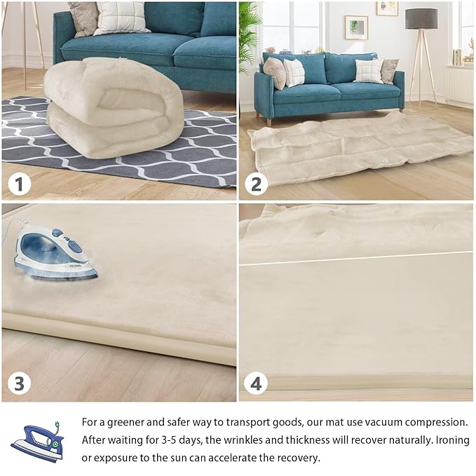 Baby Play Mat for Floor Tummy Time Mat Nursery Rug Muscle Mat Area Rug Playroom Rug Tatami Mat 6'7"x5'11" Memory Foam 1.3" Thick Crawling Mat For Babies,Toddlers, Infants, Kids,Floor Mat(Beige)