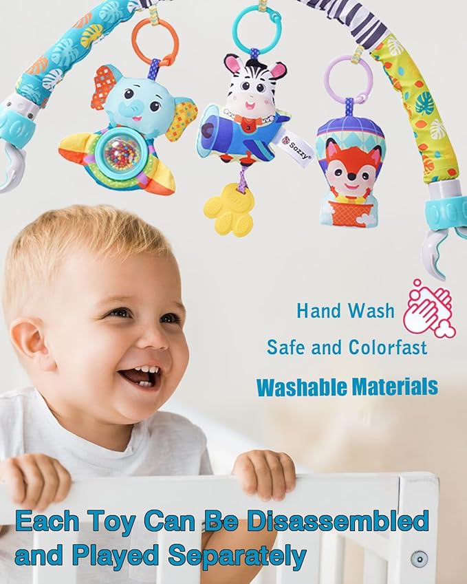 Pau1Hami1ton Baby Stroller Arch Toys, Car Seat Toys,Bouncer Toy Bar/Mobile for Bassinet,Adjustable Baby Hanging Toys Fit for Crib Bed,Stroller,Car Seat.S-19(Aircraft)