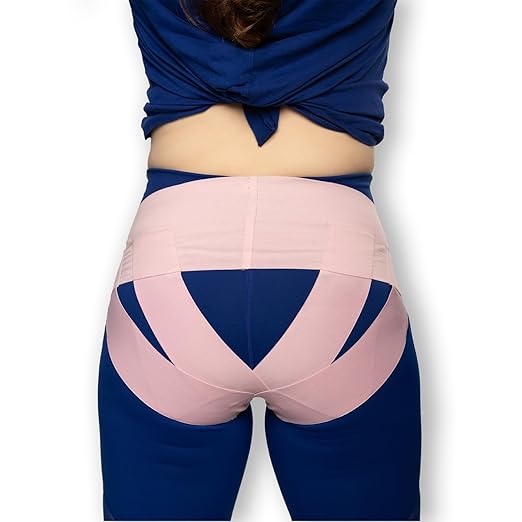 Women's Pelvic Support Belt - Uterus & Bladder Girdle | Postpartum Recovery, Pain Relief | High Waist Pink (Large)