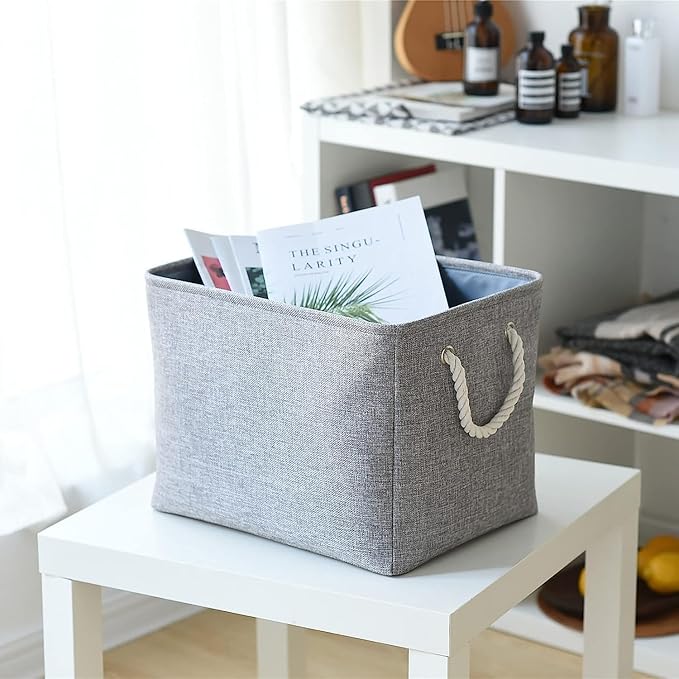 TcaFmac Organization and Storage Basket for Organizing - Large 2 Pack 16x12x12 inch Fabric Storage Cubes, Collapsible Storage Bins for Shelves Closet Gift Cloth Toy Books Baby (Grey)
