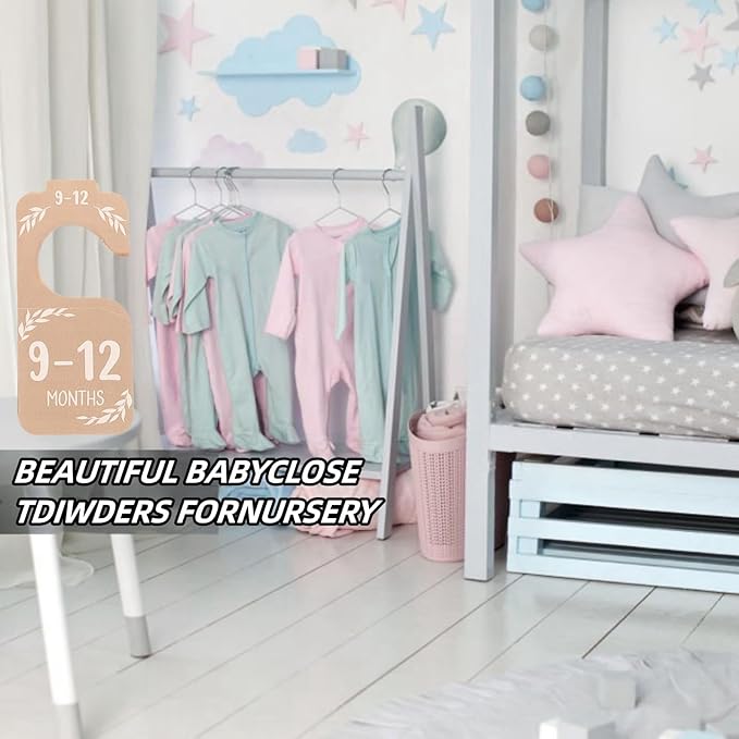 Wooden Baby Closet Dividers for Baby Clothes Organizer,Colorful Baby Closets Organizer for Nursery Decor,Baby Clothes Dividers for Closet Size Hangers for New Mom Dad Parents (Colorful)
