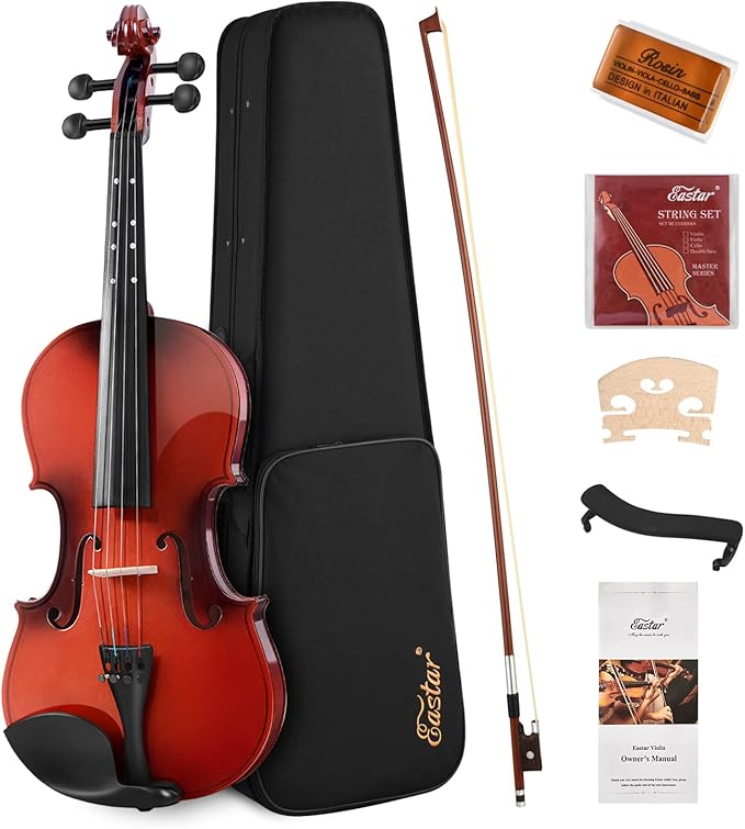 Eastar 1/4 Violin Set for Beginners, Fiddle Quarter Size with Hard Case, Rosin, Shoulder Rest, Bow, and Extra Strings (Imprinted Finger Guide on Fingerboard), EVA-2