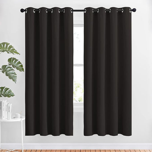 NICETOWN Bedroom Blackout Curtains and Drapes - Energy Smart Thermal Insulated Solid Grommet Blackout Draperies for Living Room (2 Panels, 52 inches x 72 inches, Toffee Brown)