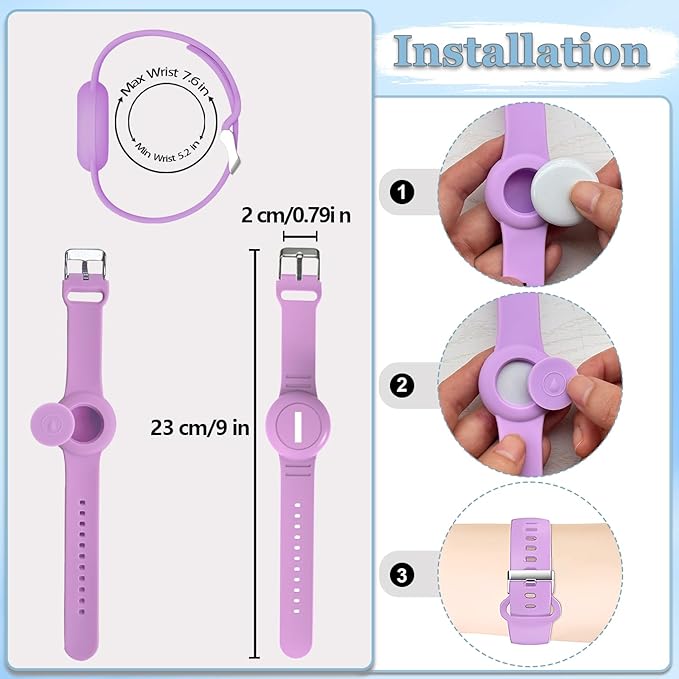 Waterproof Bracelet for AirTag Kids, Personalized Initial Letter Hidden Holder Compatible with Air Tag, Silicone Case for Airtag Adjustable Anti-Lost GPS Tracker for Toddler Child Elder, I