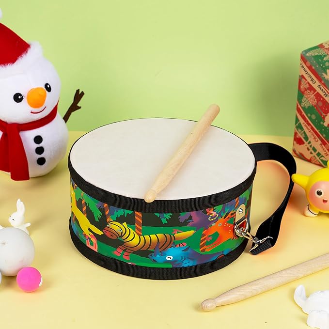 Kids Drum Set with Adjustable Strap: Toddler Musical Instrument for Ages 3-5, Wearable Drum Kit with Drumsticks, Educational Percussion Toy for Rhythm Music Development (Black)