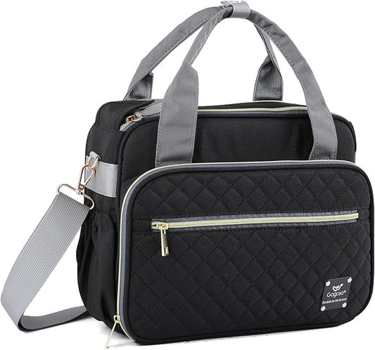 GOGOSO Crossbody Small Diaper Bag, Cute Mini Baby Diaper Tote Bags with Insulated Pockets for Traveling Outdoor Parent, Black