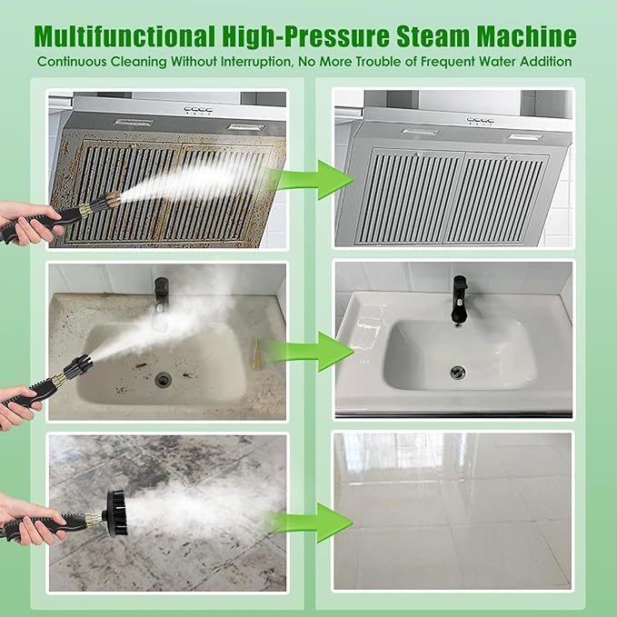 7-in-1 Handheld Steam Cleaner, 2200W High Pressure Steam Cleaner, 1.2L Portable Car Steam Cleaner for Home Kitchen, Bathroom, floor and Car Cleaning, 10s Fast Heating High Pressure Steam Cleaning, Red