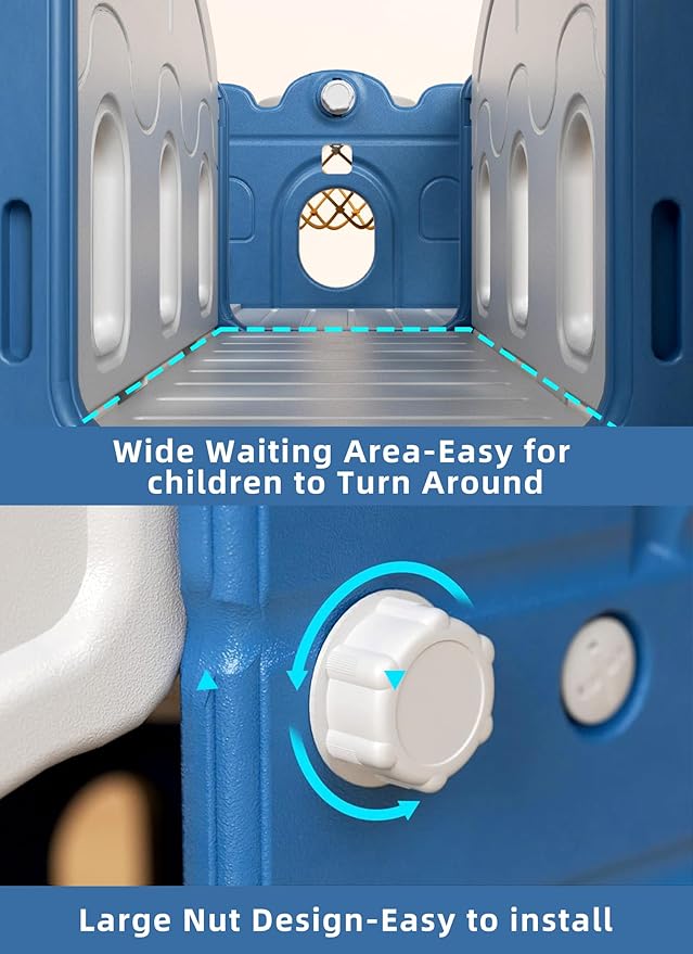 XJD 7 in 1 Toddler Slide Set, Kids Slide for Toddlers Age 1+, Toddler Climber Slide PlaySet with Basketball Hoop and Ball,Outdoor Indoor Playground for Toddlers 1-3 (Blue)