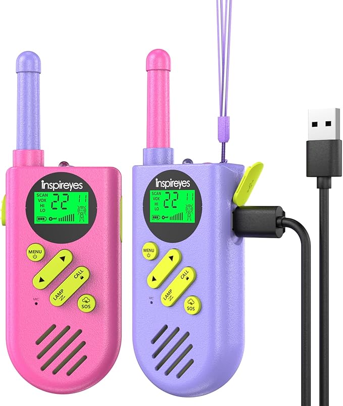 Walkie Talkies for Kids Rechargeable,Toys for Boys and Girls Ages 3-12, 2 Pack Long Range 2-Way Radios, Birthday Gifts,Christmas Stockings, Outdoor Play, Family Games, Hiking Camping Gear