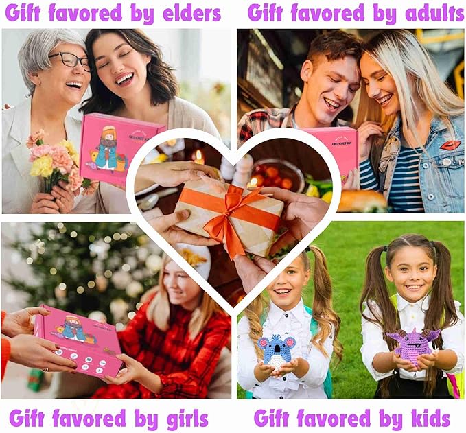 yhwsymgmho Crochet Kit for Beginners:2pcs Animals amigurumi Crochet Starter Kits with Step-by-Step Video Tutorials,Easy Knitting Set for Adults Kids,DIY Crocheting Doll Gift(Pterosaurs and Koalas)