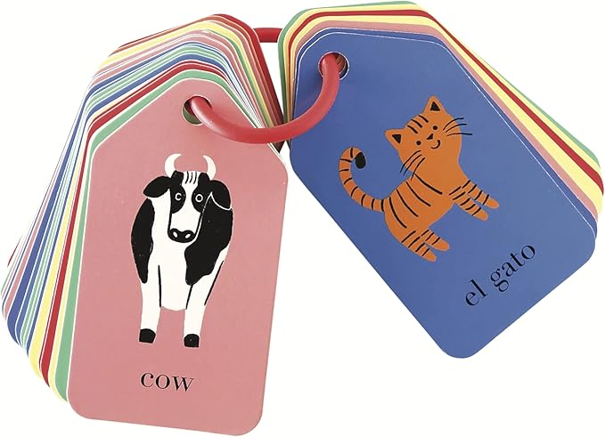 Spanish English Flash Cards - Bilingual Toddler First Words Flashcards – 26 Educational, Colorful, Double-Sided Vocabulary Cards – Sight Words for Toddler Games, ESL Kids & Preschoolers