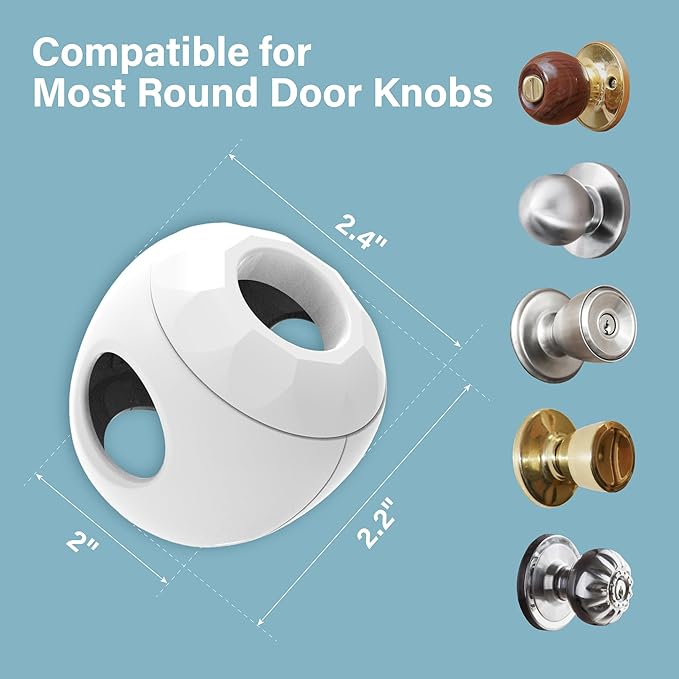Child Proof Door Knob Covers (4 Pack), Toddler Door Locks, Baby Proof Safety Locks for Doors, Easy Install & No Tools Needed