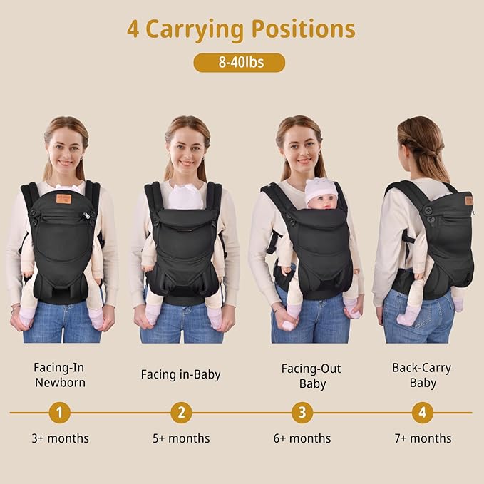 New Upgrade Ergonomic Baby Carrier Newborn Toddler Wrap Carrier,Hands Free Baby Sitting Sling,Breathable,Perfect for Infants/Chest Sling for Babies Shower Gift (Ink-Black, Upgrade-with Belt)