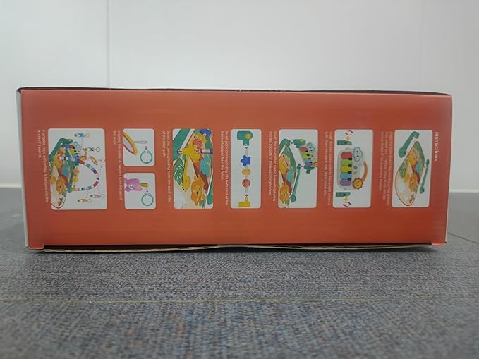 Eners Baby Gyms Play Mats Musical Activity Center Baby Piano Gym Mat Tummy Time Padded Mat for Newborn Toddler Infants(Red)