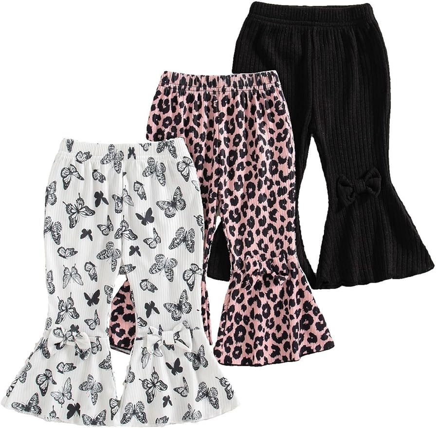 Mioglrie Baby Girls Pants Toddler 3 6 9 12 18 24 Months Leggings Newborn Girls Flared Leggings Infant Bell Bottom Pants