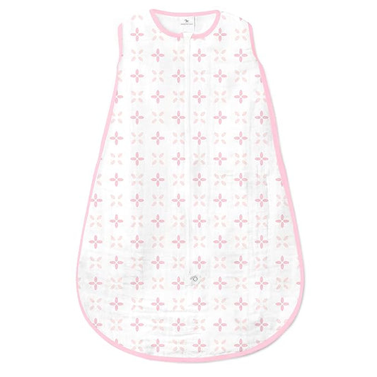 Amazing Baby Cotton Muslin Sleeping Sack, For Baby Girl, Wearable Blanket with 2-way Zipper, Springfield, Pink, Medium (6-12 Month)
