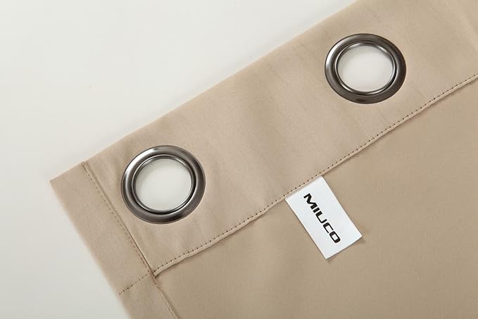 MIUCO Blackout Curtains Room Darkening Curtains Textured Grommet Window Curtains for Bedroom 2 Panels 52x63 Inch Long Taupe