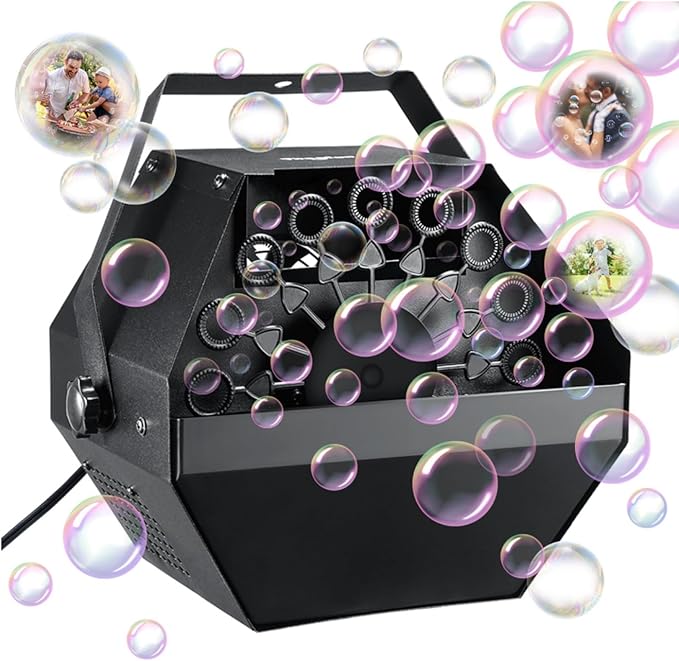 Theefun Bubble Machine: 750ML Metal Automatic Bubble Maker for Toddlers and Kids, Portable Professional Bubble Blower Operated by Plug-in Bubble Toys for Parties Weddings Indoor and Outdoor Use