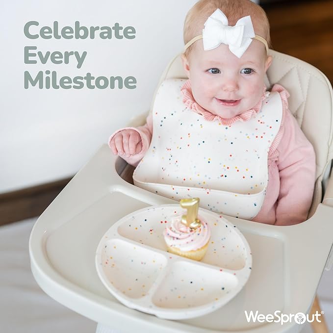 WeeSprout Silicone Divided Plates (No Lids), 100% Food Grade Silicone Divided Plates for Toddlers & Kids, Dishwasher & Microwave Safe