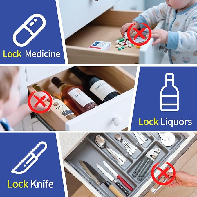 RFID Cabinet Lock, RFID Drawer Electronic Locks Support Phone NFC Unlocking for Locking Wooden Hidden Medicine Knife Liquors Cabinet Drawer to Prevent Theft or Children from Touching