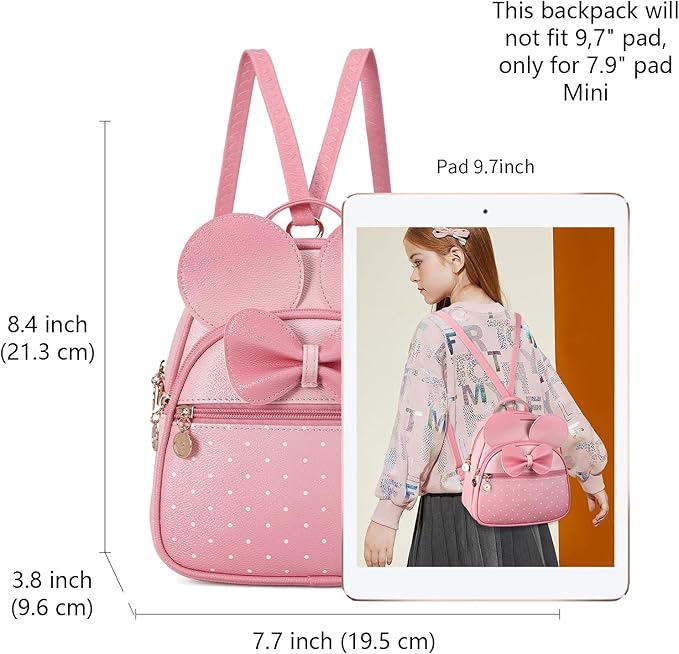 KL928 Girls Bowknot Polka Dot Cute Mini Backpack Small Daypacks Convertible Shoulder Bag Purse for Women