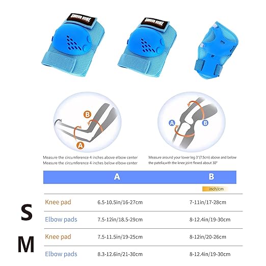 Youth/Kids Knee Pads Elbow Pads Wrist Guards Protective Gear Set for 3-15 Years Child Roller Skates, Skateboard, Cycling, Inline Skating, BMX Bike, Balance Bike, Scooter Riding and Other Outdoor Sports