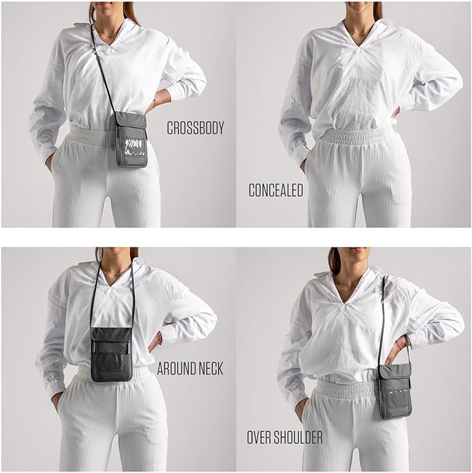 VENTURE 4TH Passport Holder Neck Wallet with RFID Blocking Nylon Lining - Hidden Neck Pouch for Travel (Sleek Beige)