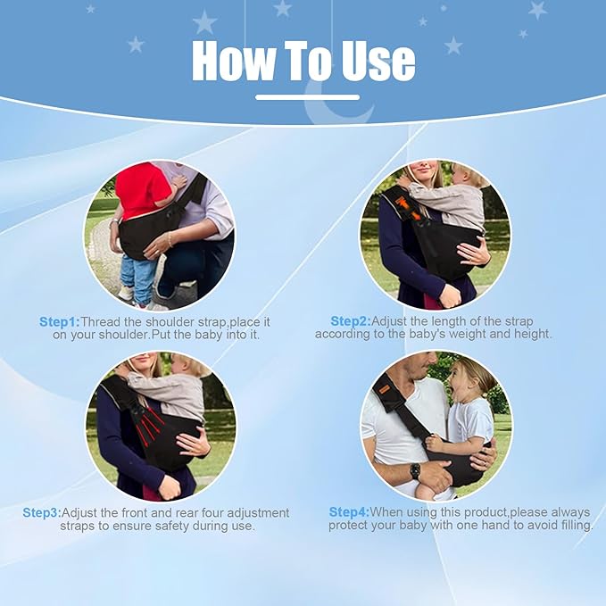 Baby Sling Carrier 2025 Baby Carrier Newborn to Toddler Sling Lightweight Baby Carrier Sling with Adjustable Straps Toddler Carrier Baby Wrap Sling for 10-30 lbs(Black Sailboat)