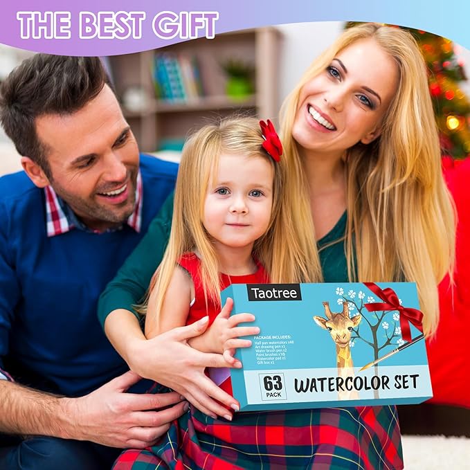 Taotree Watercolor Paint Set, 48 Colors Watercolors Kit Water Colors with 10 Paint Brushes, Brush Pens, Palette, Drawing Pad, Painting Supplies, Christmas Gifts for Teen Girls Boys Kids Adults Artist