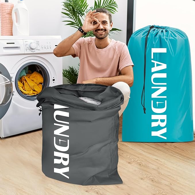 Sylfairy Laundry bags, 2 Pack Travel Laundry Bag for Dirty Clothes with Drawstring, Heavy Duty Laundry Bag for Traveling Camping, Easy Fit a Laundry Hamper or Basket Travel Essentials
