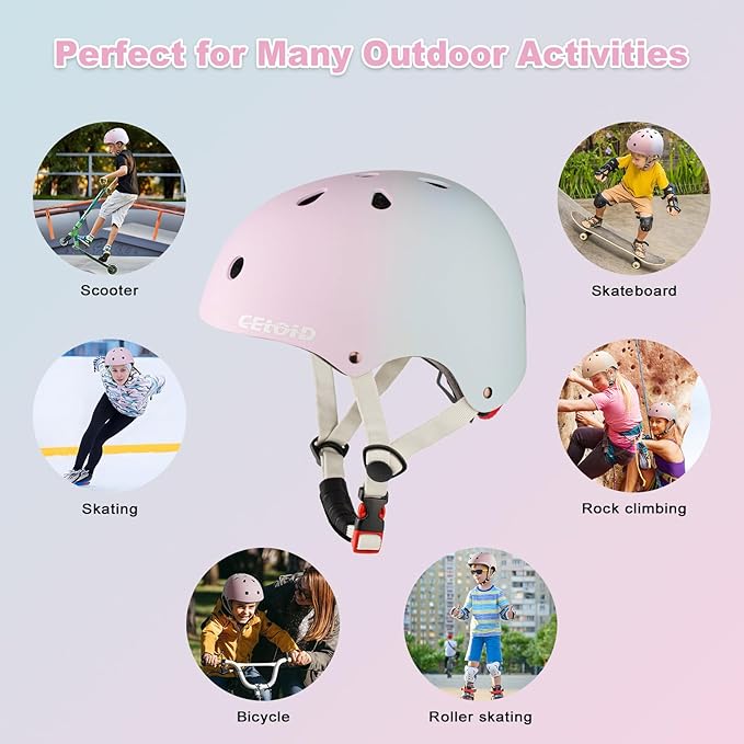 Kids Bike Helmet,Toddler Skateboard Helmets for Ages 2-3-5-8-14 Years Boys Girls，Adjustable Multi-Sport Bicycle Skateboarding Football Roller Skating Scooter Rollerblade Balance Bike Helmet