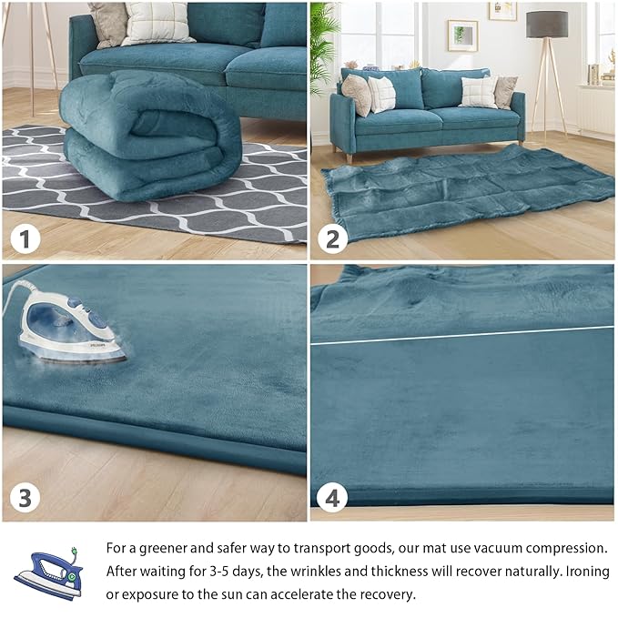 Baby Play Mat 1.2" Thick Memory Foam Nursery Rug Area Rug, 9’2” X 6’7” Yoga Mat Playmat Crawling Mat for Baby,Toddlers, Infants, Kids,Floor Mat Tatami Mat for Living Room with Non-Slip(Green)