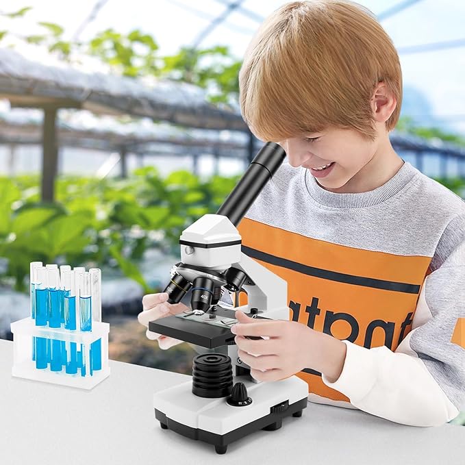 Microscope for Adults Kids, Dcorn 100X-2000X Powerful Biological Microscopes for School, Home, and Lab Use, Includes Microscope Slides Set and Phone Adapter.