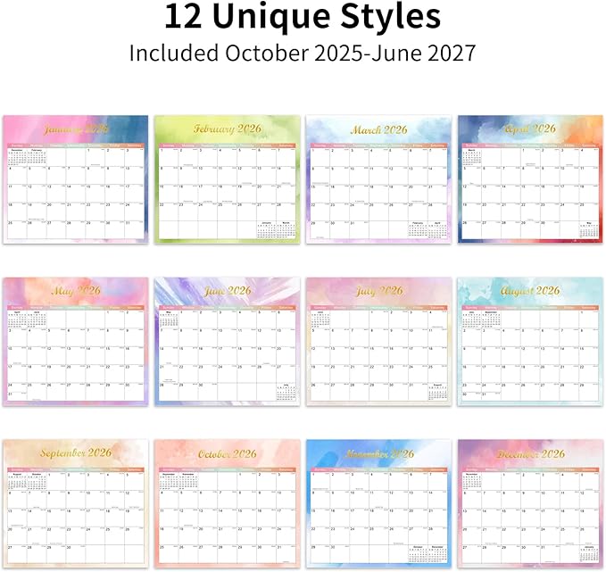 2025-2027 Magnetic Fridge Calendar 21 Monthly Magnetic Calendar for Refrigerator Planner Runs from October 2025 Until June 2027 Easy Organizing Markers Tearable (Colorful)