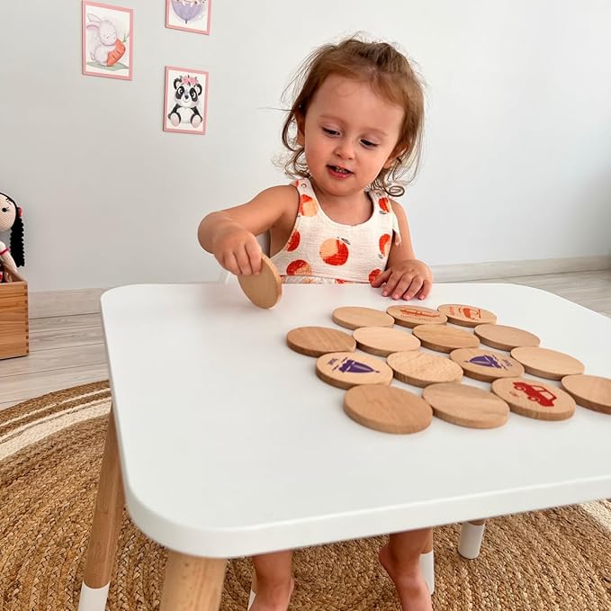 bee smart Wooden Memory Game - Matching Memory Game for Kids 3 and Up, 16Pcs | Educational Toy for Preschool Toddlers Board Games (Animals)