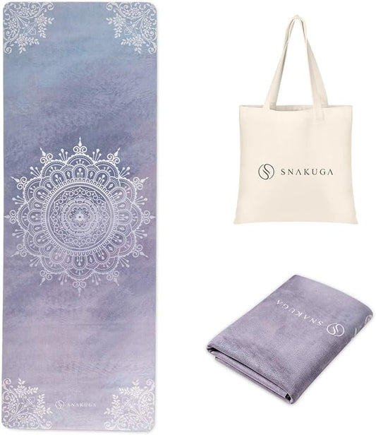 Travel Yoga Mat, Non Slip Exercise Suede Mat with Carry Bag, All-Purpose Fitness Mat with High Density Anti-Tear Surface for Women, Ideal for Pilates Workout (72'' x 24'' x 1.5mm Thick)